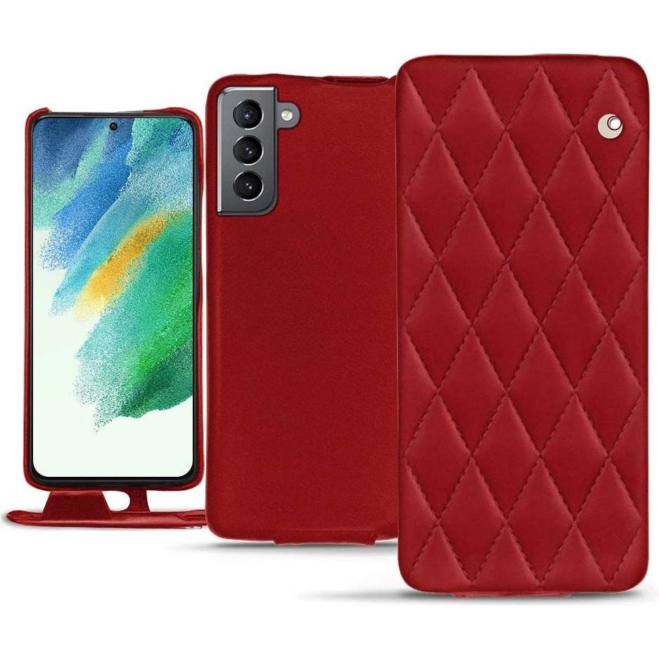Noreve Lederschutzhülle vertikal (Samsung Galaxy S21 FE), Smartphone Hülle, Rot