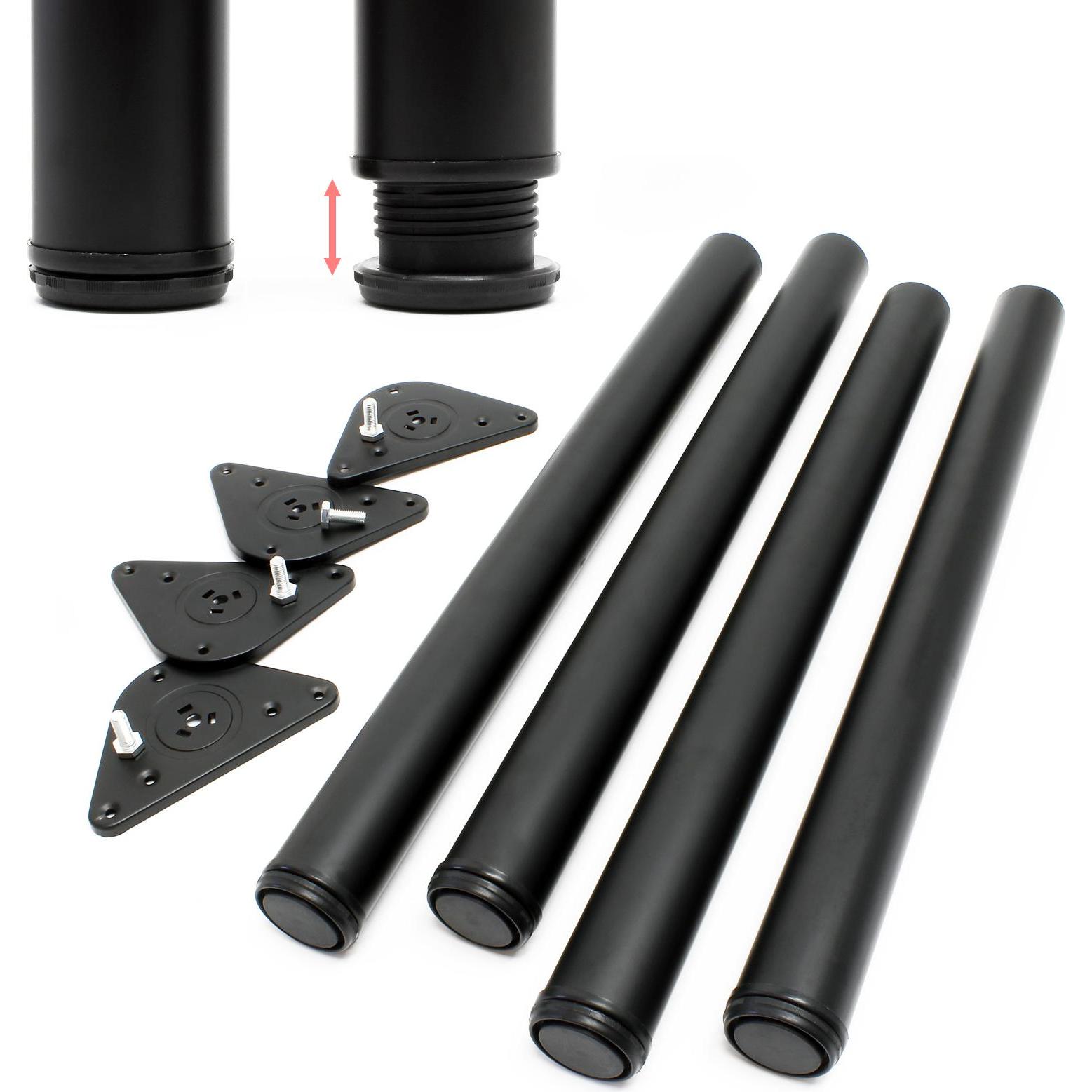 Wiltec, Tischbeine + Tischgestell, Edelstahl Tischbein 4er Set Möbelfuss Verstellbar Ø60mm 820mm