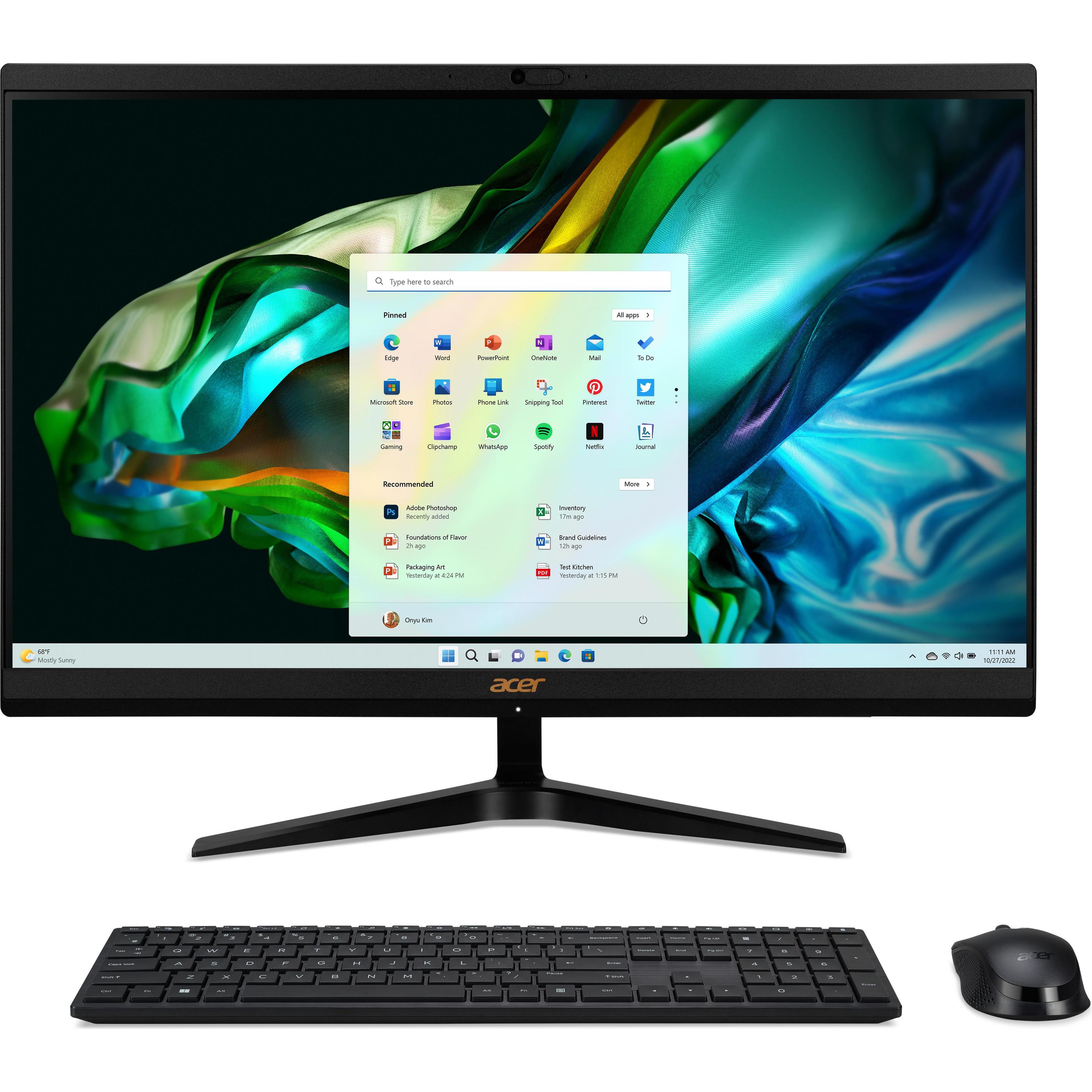 Acer Aspire C24-1800 i3-1305u 8Gb Hd 512Gb (Intel Core i3-1305U, 8 GB, 512 GB, Intel UHD Graphics), PC, Schwarz