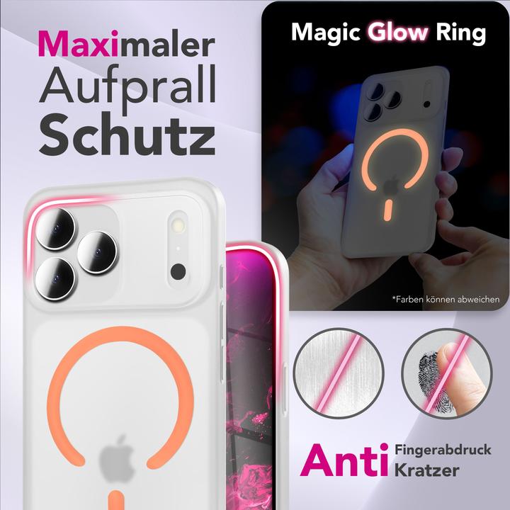 Image du produit Nalia MagSafe Cover "Thinix Glow" - 0,3mm Extrem Dünn, Leuchtender Magnet Ring - Ultra-Slim Hard Case (Apple iPhone 17 Pro Max)