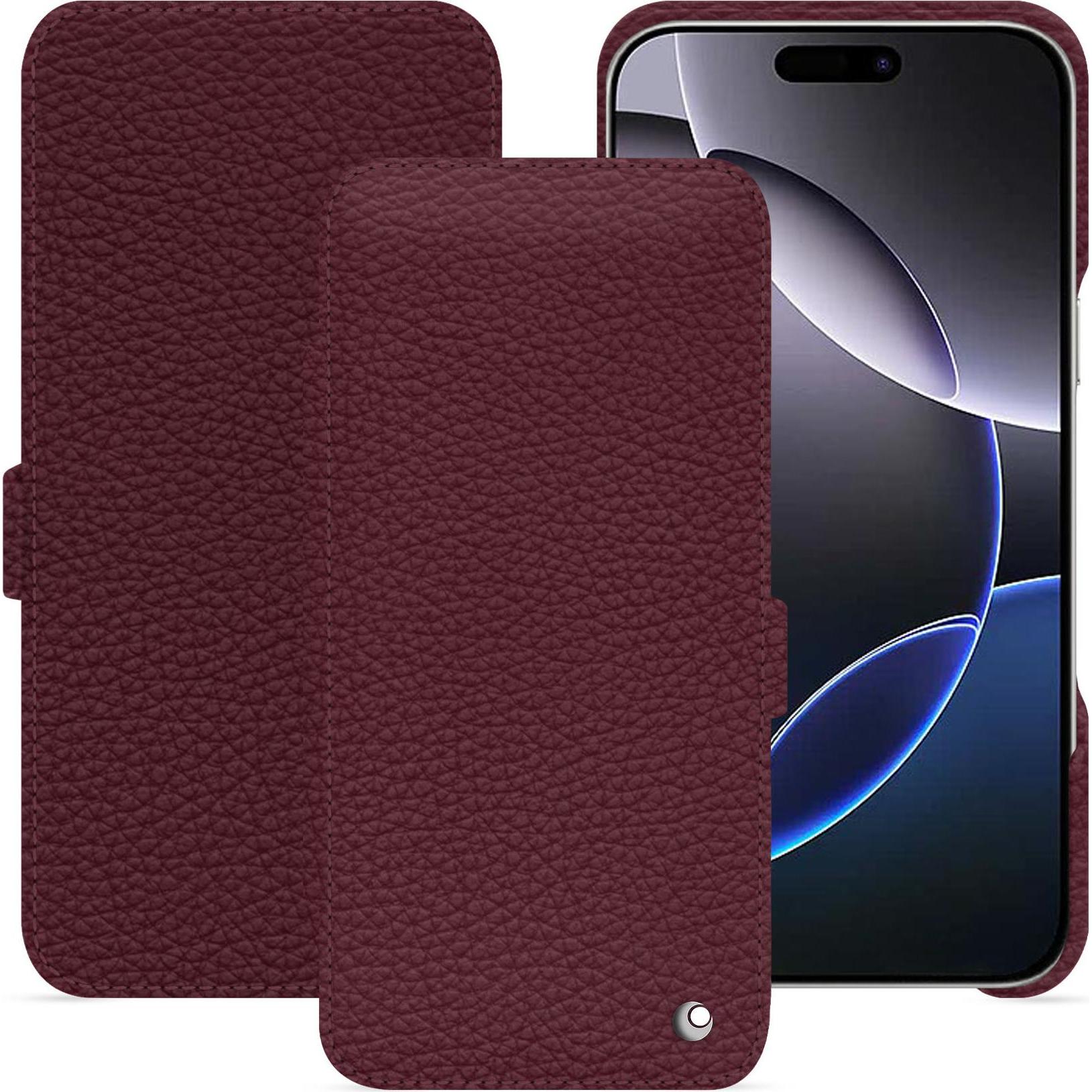 Noreve Lederschutzhülle horizontal (Apple iPhone 16 Pro Max), Smartphone Hülle, Violett