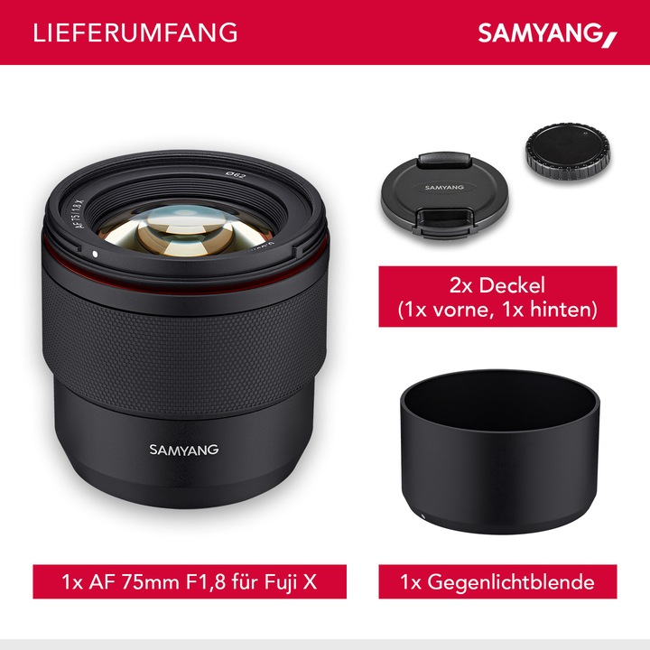 Productafbeelding Samyang AF 75mm F1.8 voor Fuji X (Fujifilm X, APS-C / DX)