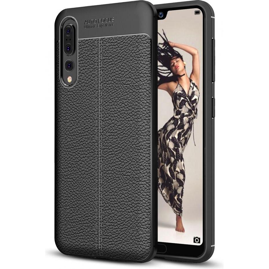 Screenguard Huawei P20 Pro Hülle Leather Design TPU Cover (Huawei P20 Pro), Smartphone Hülle, Schwarz