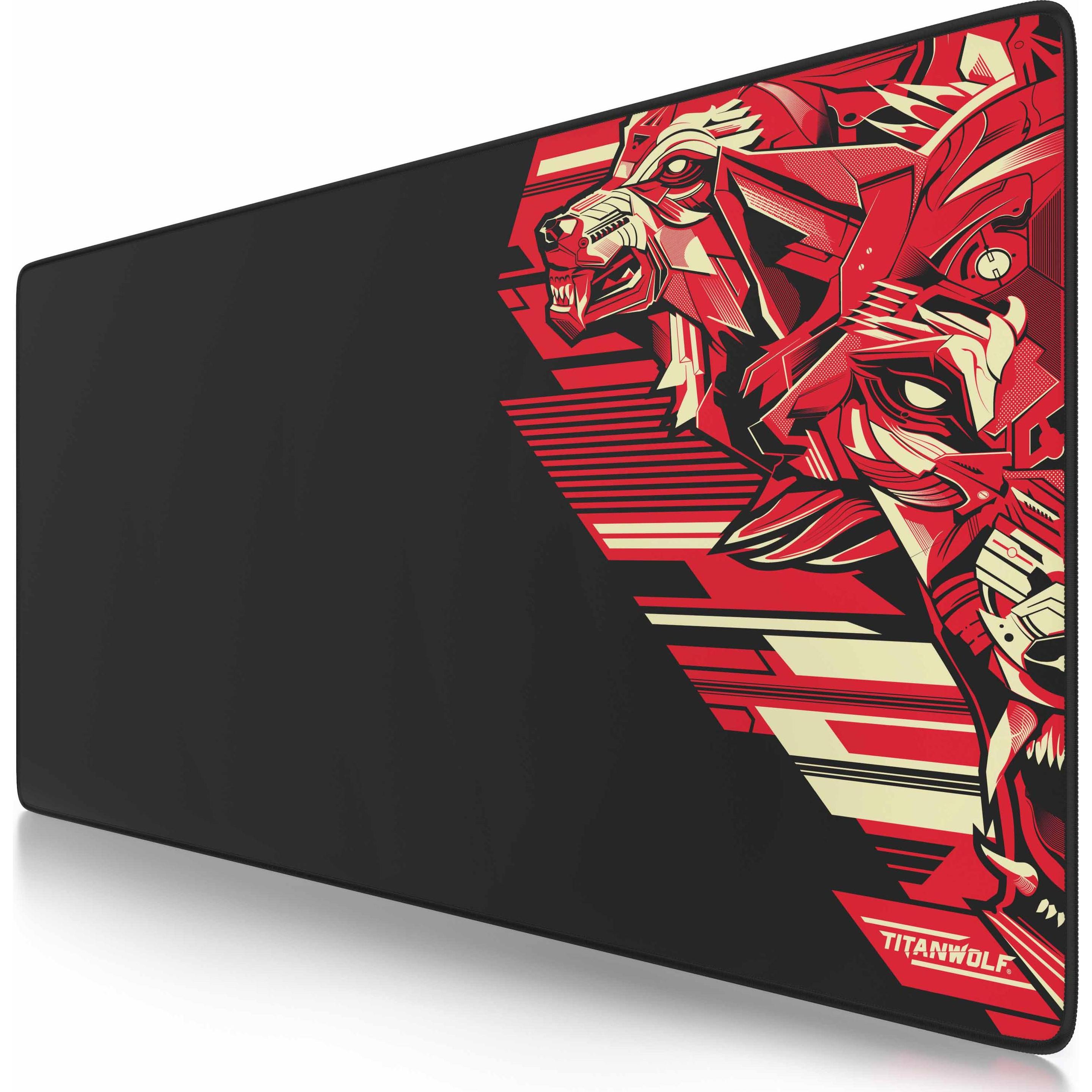 Thumbnail - Titanwolf Gaming Mauspad XXL, glattes Stoffgewebe, Speed Mausmatte 900 x 400mm grosse Fläche, Vector Rot (XXL), Mausmatt...