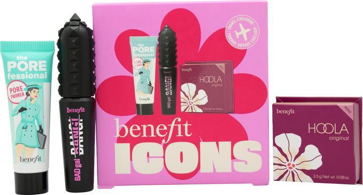 Actual product image BeneFit Cosmetics Benefit Icons 3-Piece Miniature Set 0.25 Oz Primer + 0.14 Oz Badgal (Make up set)
