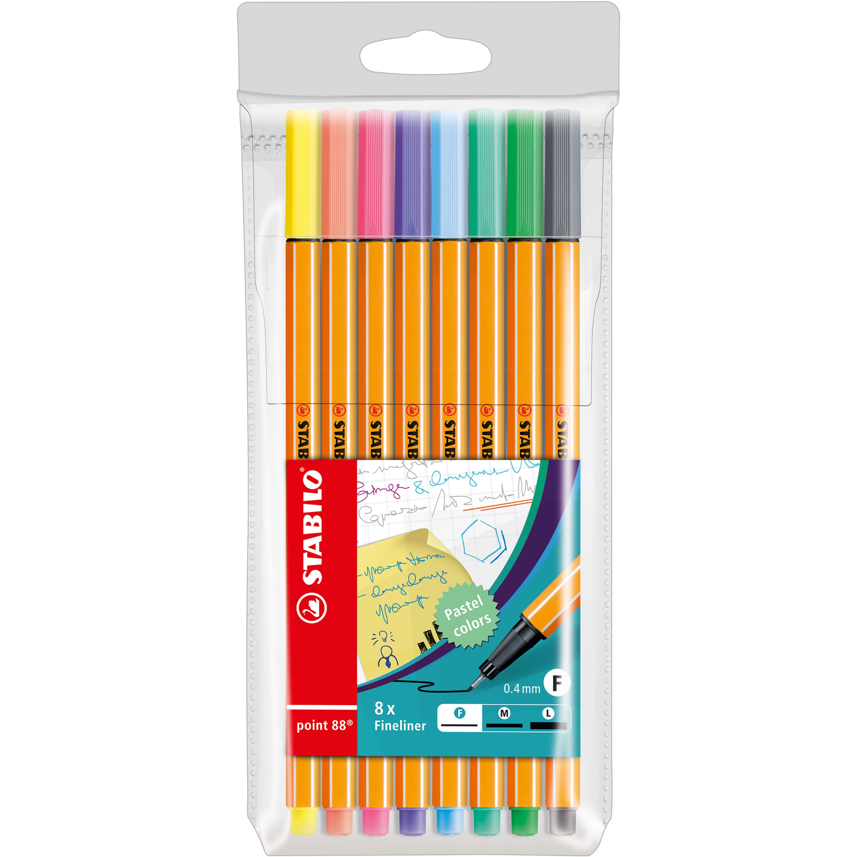 10x STABILO, Schreibstifte, point 88 Fineliner (Mehrfarbig, 8 x)