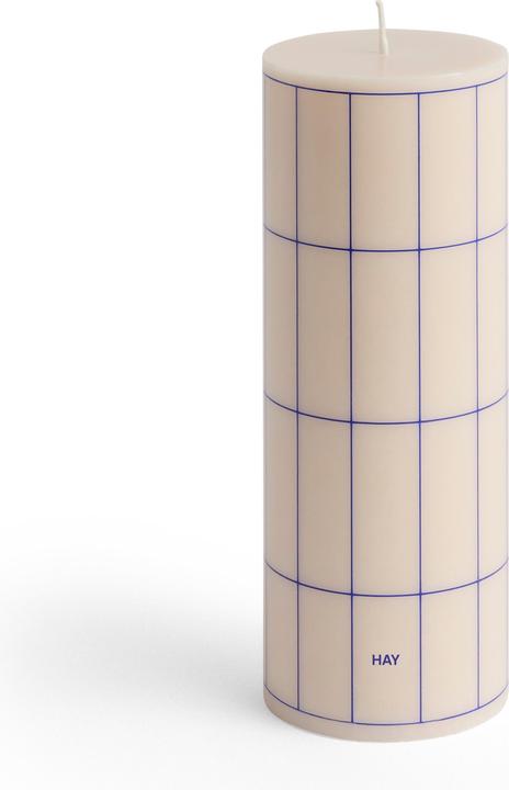 HAY - Column Kerze Medium H20 (Weiss & Blau Kariert)