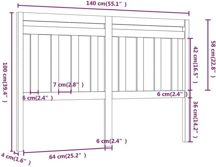 Produktbild vidaXL Bettkopfteil (140 x 4 x 100 cm)