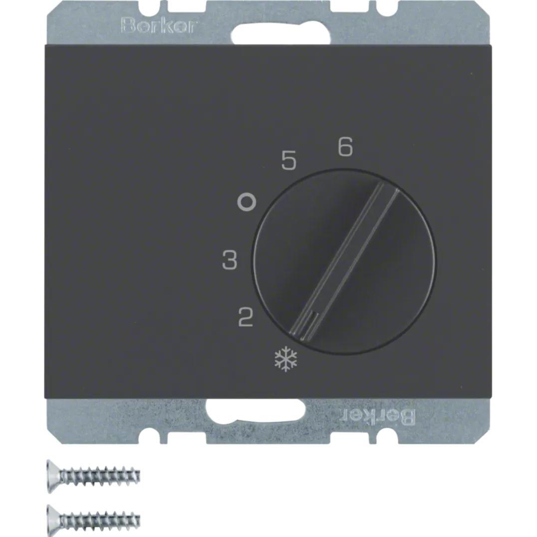 Berker 20267106 Einsatz Temperaturregler mit Wechsler + Zentralstck K1 anthrazit matt, Thermostat, Grau