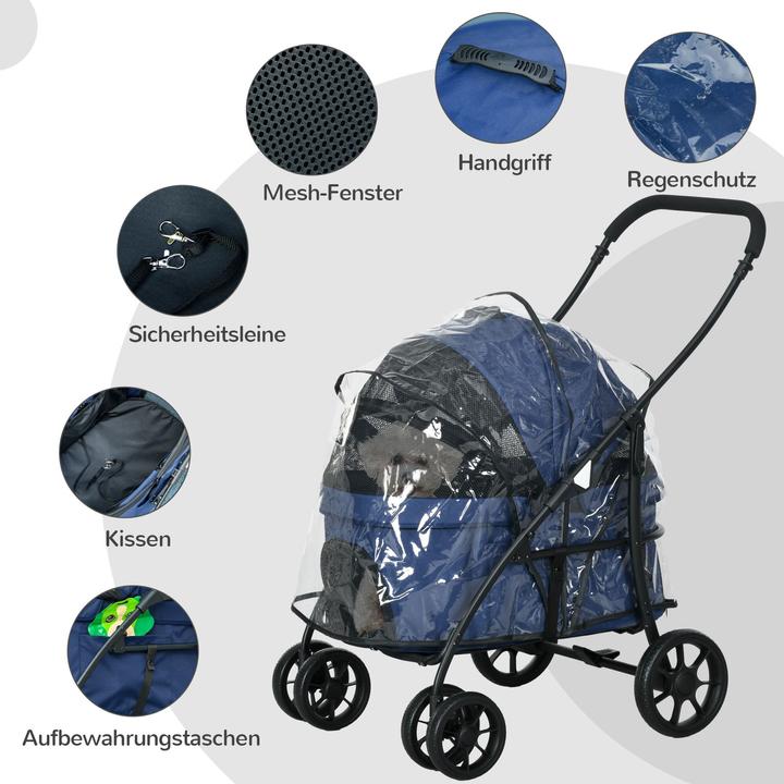 Immagine prodotto PawHut Passeggino per cani con parapioggia (Cane, Pieghevole)