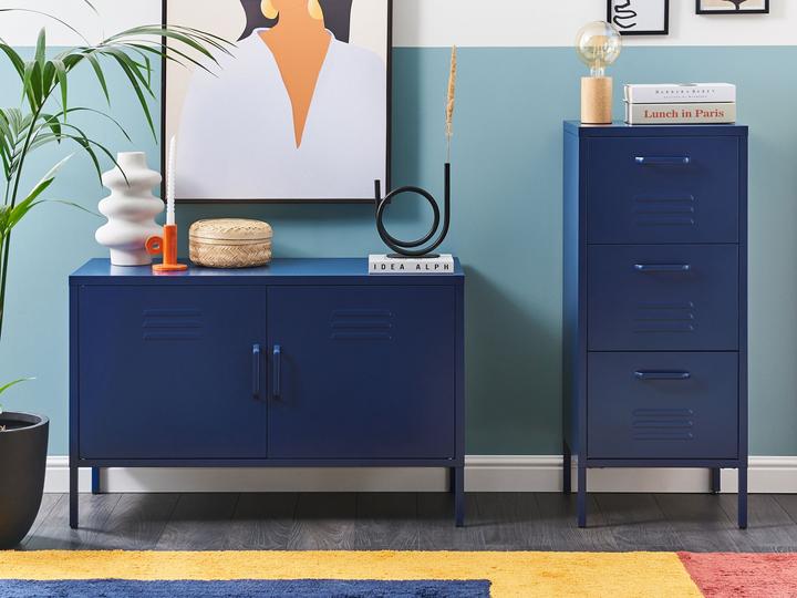 Immagine prodotto Beliani Credenza blu 2 ante URIA (100 x 40 x 65 cm)