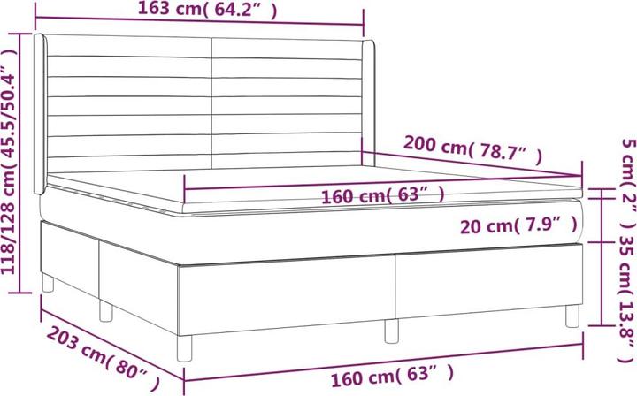 Image du produit vidaXL Boxspringbett (160 x 200 cm)