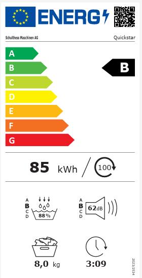Label énergétique Schulthess Quickstar (8 kg, Droite)