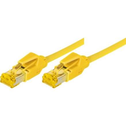 Tecline Patchkabel S/FTP, PiMF, Cat 6a, gelb, 5,0 m Für 10 Gigabit/s, halogenfrei, mit Leoni-Kabel und Hiros (SFTP, CAT6...