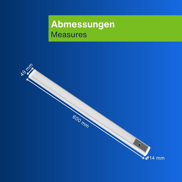 Produktbild REV LED-Unterbauleuchte Alu, 10W, 3000K, 800lm, warmweiss, IP20, 60 cm (800 lm)