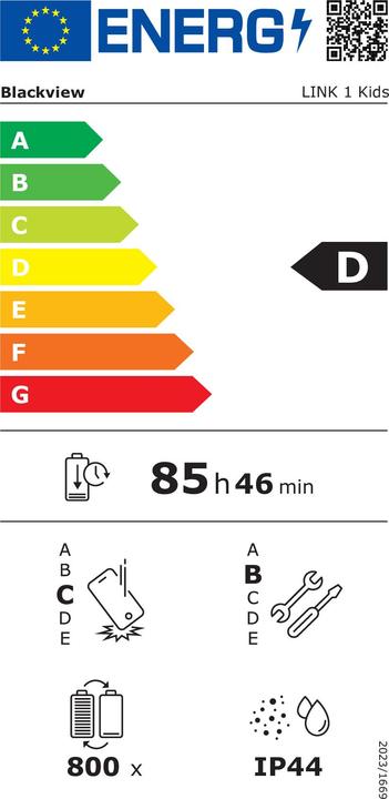 Energy Label Blackview Link 1 Kids (Tablette Wifi - 8.68" - 64 Go, 4 Go RAM) Bleu (WLAN only, 8.68", 64 GB, Bleu)