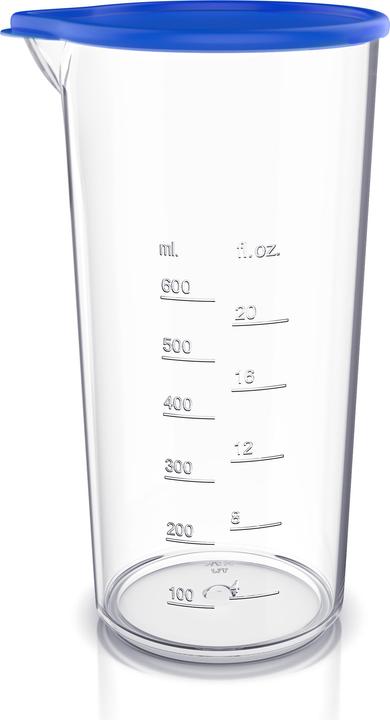 Arendo Messbecher mit Deckel, 600ml, Klarsichtbecher, Mixbecher aus Kunststoff, für Handmixer & Stabmixer (900 ml)