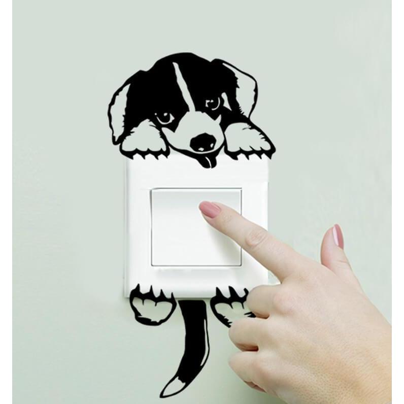 Cover-Discount, Wandtattoo, Lichtschalter Wandsticker Aufkleber Hund (12 cm)