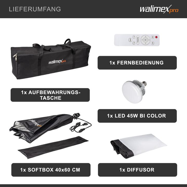 Immagine prodotto Walimex pro Softbox LED 45W 40x60cm Bi Colour (Soft box)