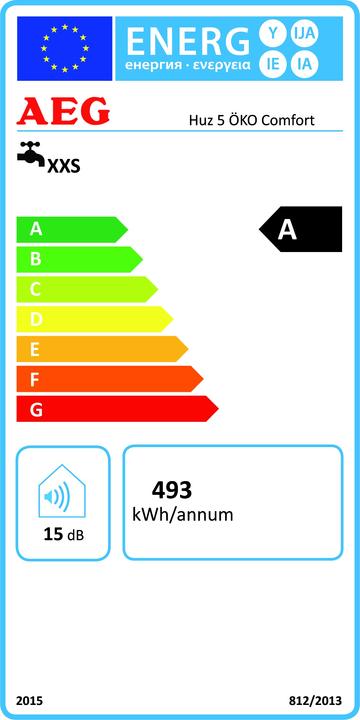 Energie-Label AEG Haustechnik druckloser Kleinspeicher Huz 5 Öko Comfort mit ThermoStop-Technologie mit Stecker, 5l