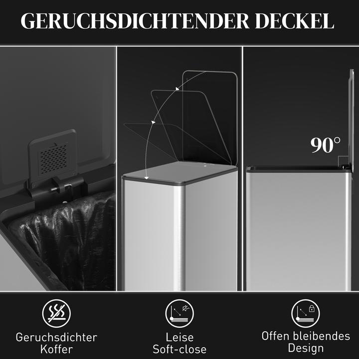 Produktbild Homcom Mülleimer Edelstahl, Kunststoff Silber (20 l)