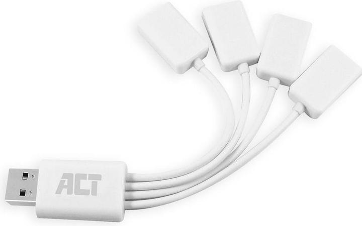 ACT Hub USB 2.0, 4x USB-A, flexible, blanc (USB-A, 4 ports)