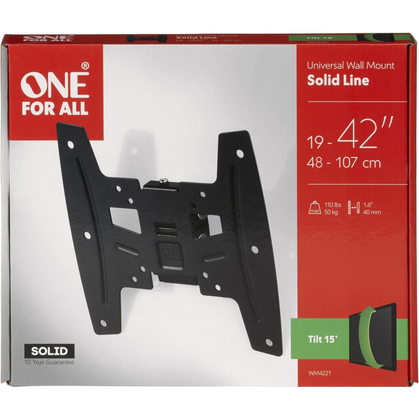 Thumbnail - One for All Solid WM4221 (Wand, 42", 50 kg), TV Wandhalterung, Schwarz