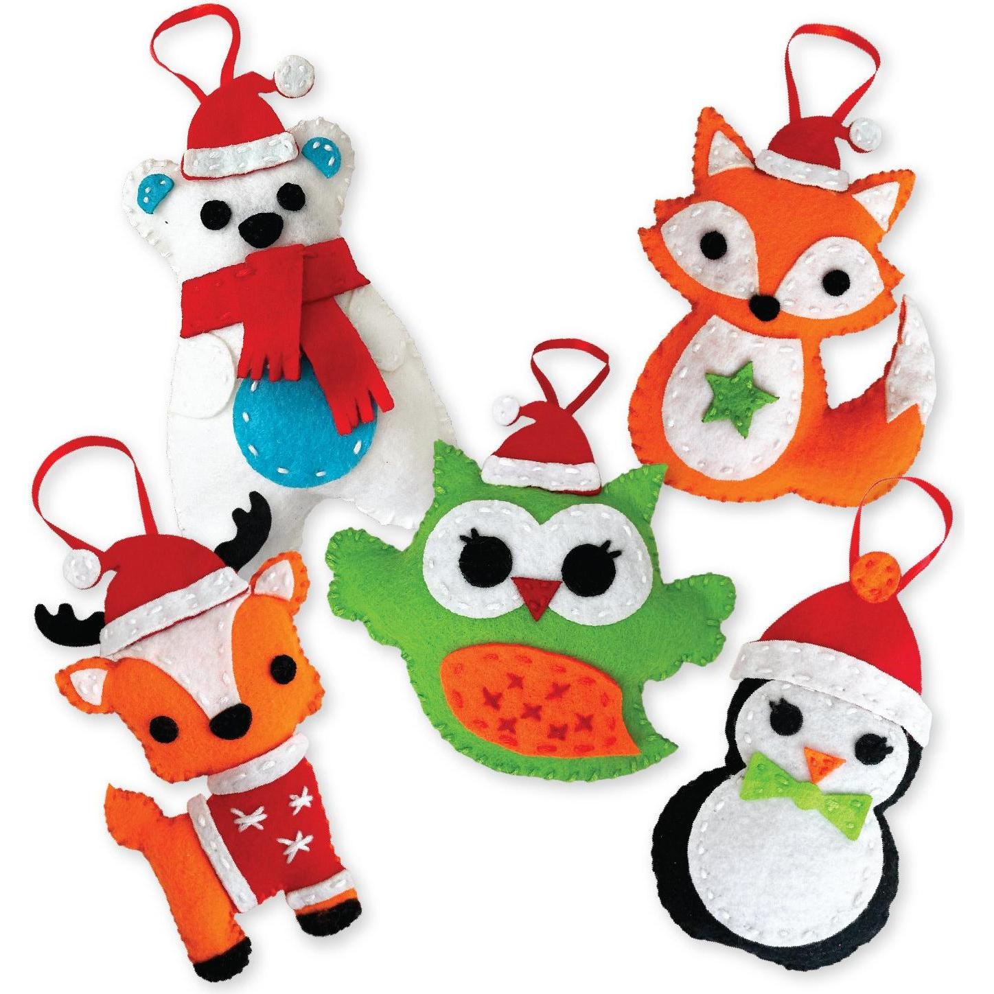 Thumbnail - Box Candiy Felt Animal Ornaments - Totally Santa (BC-X2209)