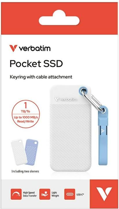 Actual product image Verbatim Pocket SSD 1TB Wht/Blue 2x Slvs (1 TB)