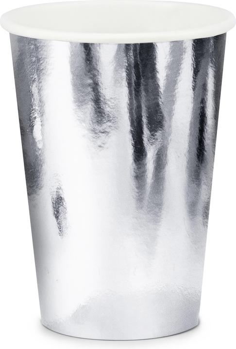 Partydeco Becher aus silbermetallisiertem Papier (6x)