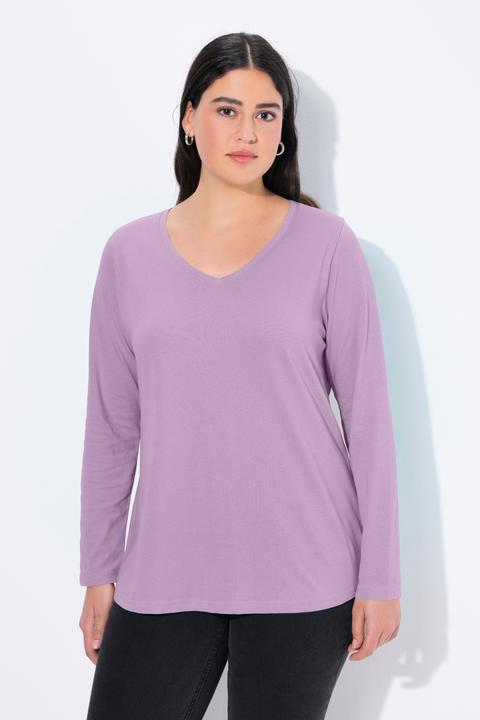 Produktbild Ulla Popken Shirt, Slim, V-Ausschnitt, Langarm (54)