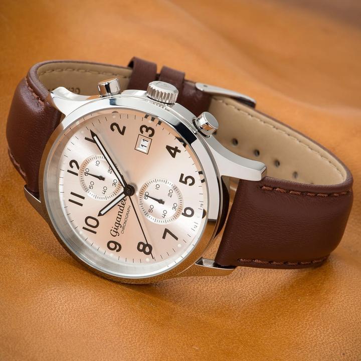 Actual product image Gigandet Elegantes analoges Chronographen-Armbanduhren mit Lederband und 50 m wasserdicht (Chronograph)