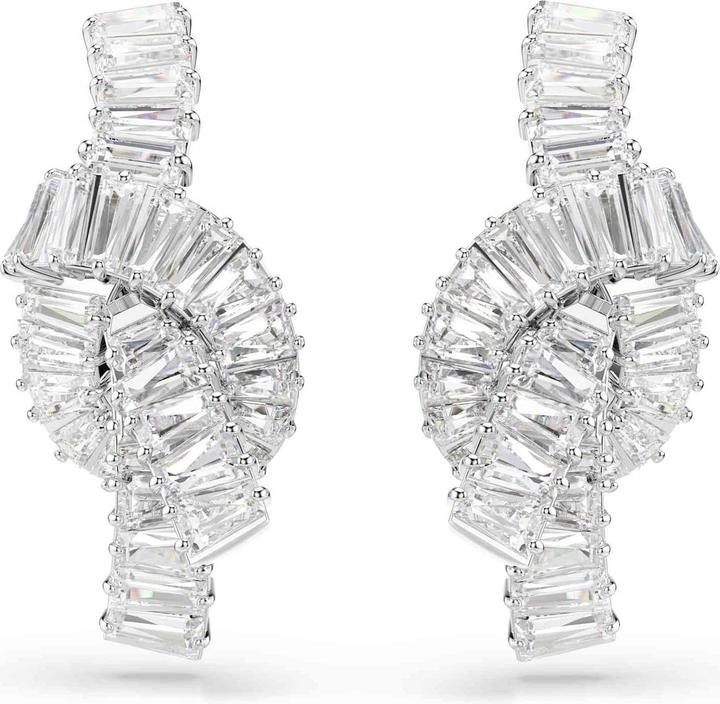 Swarovski Matrix Ohrringe Baguette Schliff Knoten Weiss Rhodiniert (Swarovski metaal)