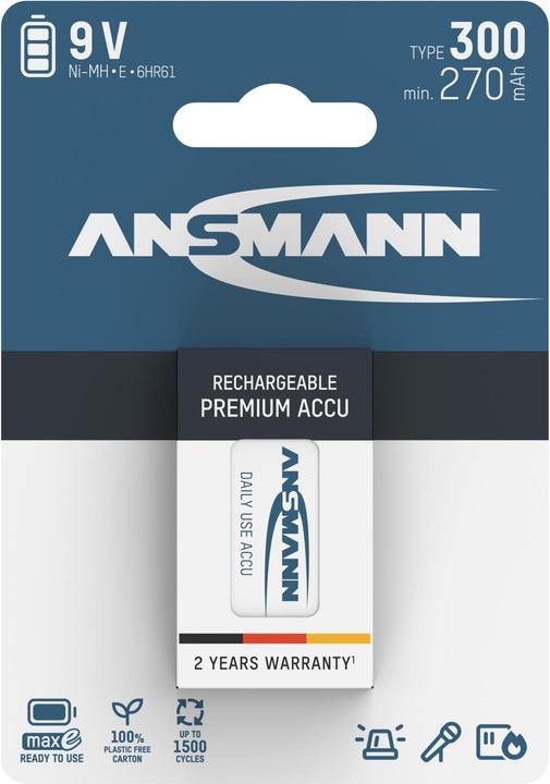 Actual product image Ansmann E-block (1 pcs., 9V Block, 270 mAh)