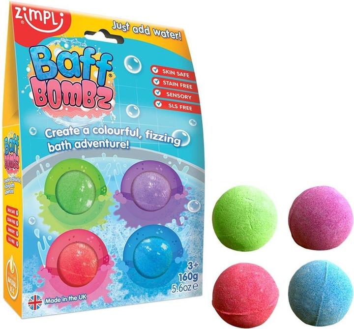 Actual product image Zimpli Kids Baff Bombz Refill Pack – 4 Vibrant Fizzing Bath Bombs (Bath bombs)