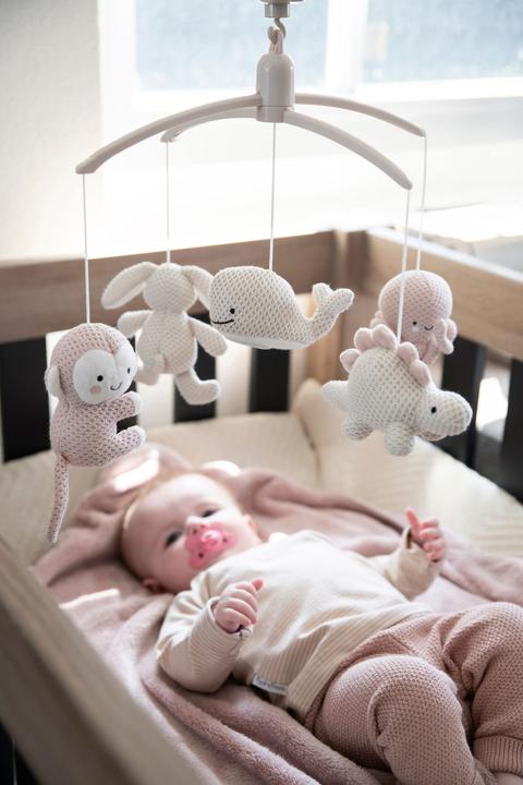 Actual product image Baby's only Music mobile, animals - Pink/ Warm Linen