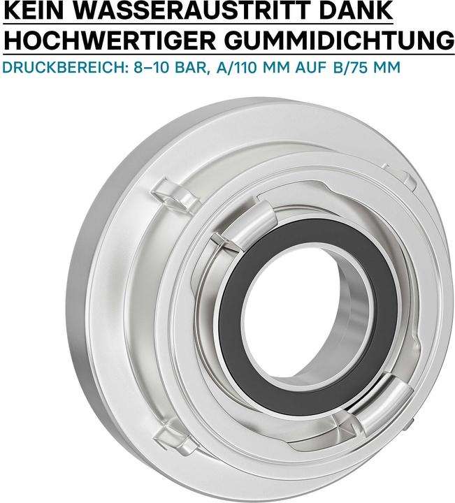 Produktbild Wiltec Übergangsstück Storz Kupplung A 110 auf B 75 Aluminium Feuerwehrschlauch (Kupplung, 110 mm)