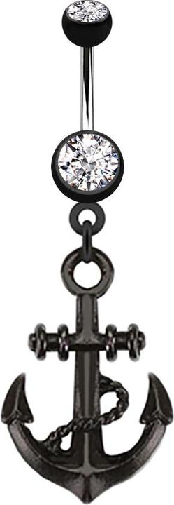 Image du produit Star Piercing Banane argentée avec ancre noire (sans laiton, Acier chirurgical 316L)