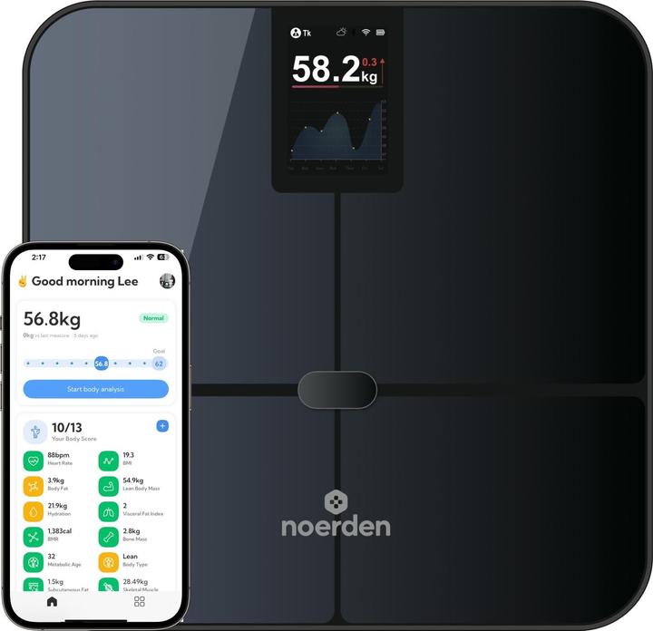 Actual product image Noerden SENSORI+ Smarte Personenwaage Wi-Fi + BT schwarz