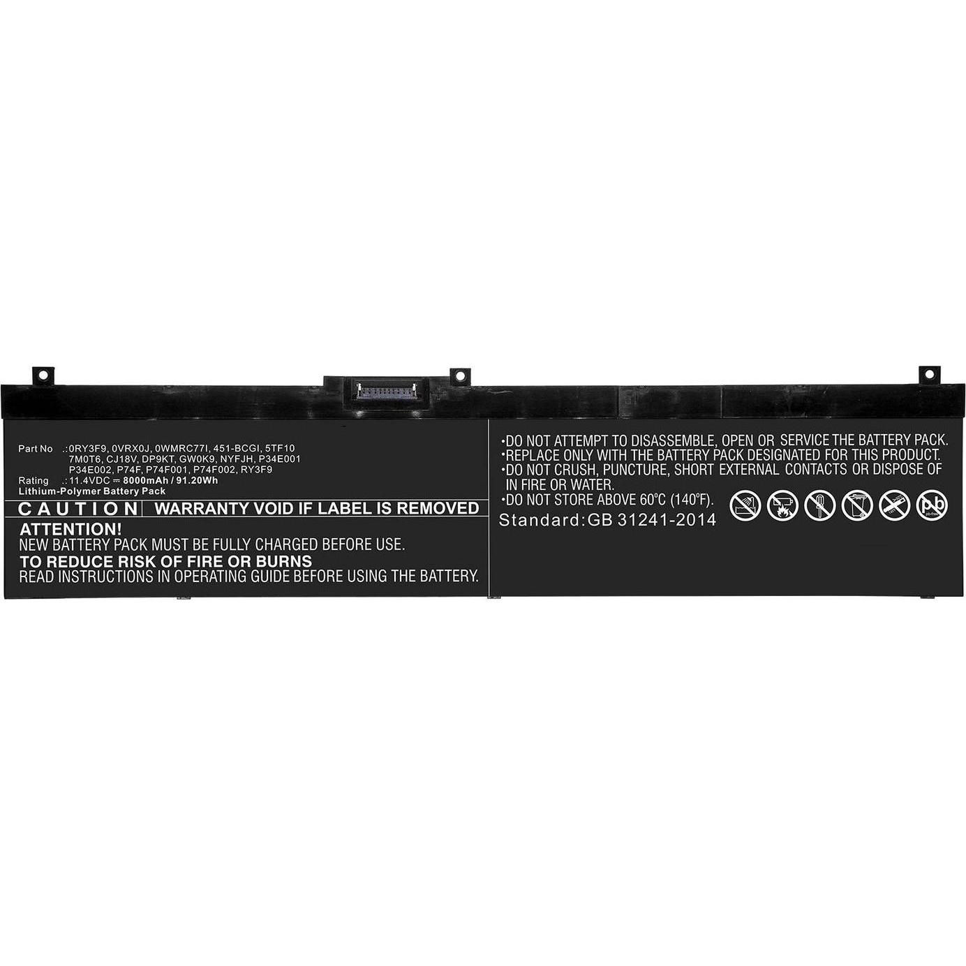 AGI Akku kompatibel mit Dell Precision 7540 (8000 mAh), Notebook Akku, Schwarz