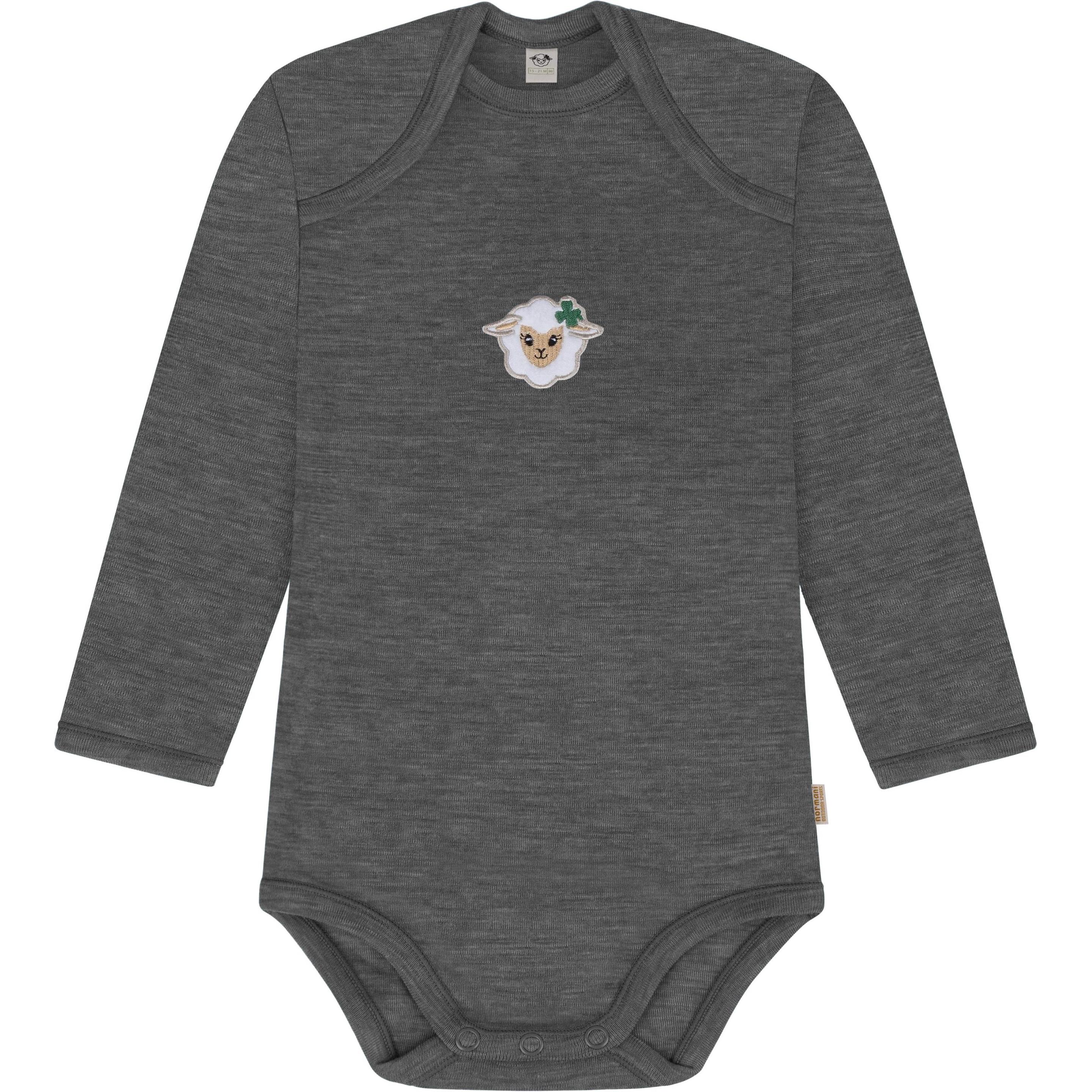 Thumbnail - Normani, Herren, Body, Baby Merino Body Langarm „Auckland" - 9367, Grau, (80)