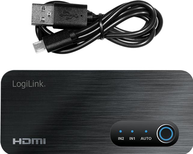 Produktbild LogiLink HDMI-Switch, 2x1-Port, 8K/60 Hz, HDCP, HDR, VRR, CEC