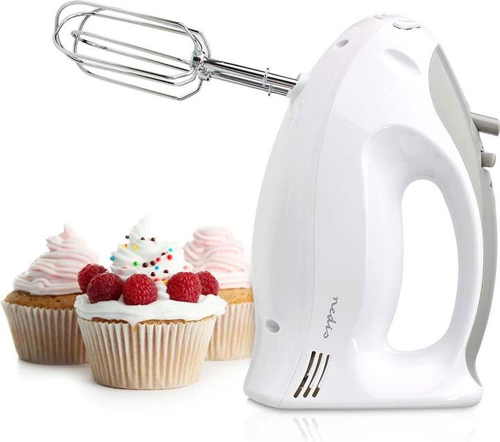 Productafbeelding Nedis Handmixer 200 W 5 snelheden Turbo functie 2 kloppers / 2 deeghaken Grijs/Wit (200 W)