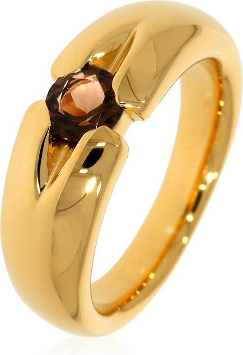 Produktbild Xen Ring mit 5 mm Rauchquarz ca. 0,50 ct. gelbvergoldet (54, 925 Silber)