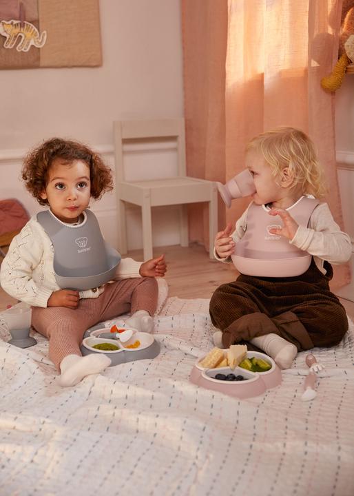 Produktbild BabyBjörn Baby-Lätzchen, 2 Stück, Grau / Puderrosa (4 Monate)