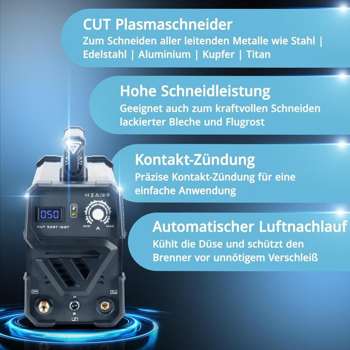 Image du produit Stahlwerk Découpeuse plasma CUT 50 ST IGBT de 50 ampères, capacité de coupe jusqu'à 14 mm