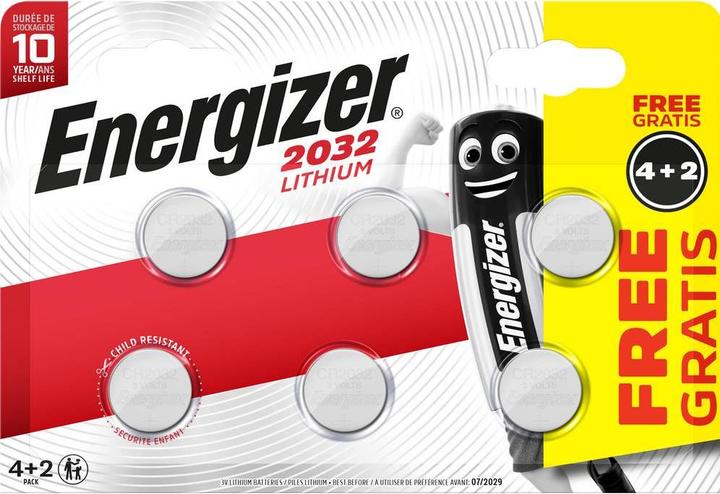 Produktbild Energizer Knopfzelle 2032 E303945700 Lithium 4+2St. (10 Stk., CR2032, 240 mAh)