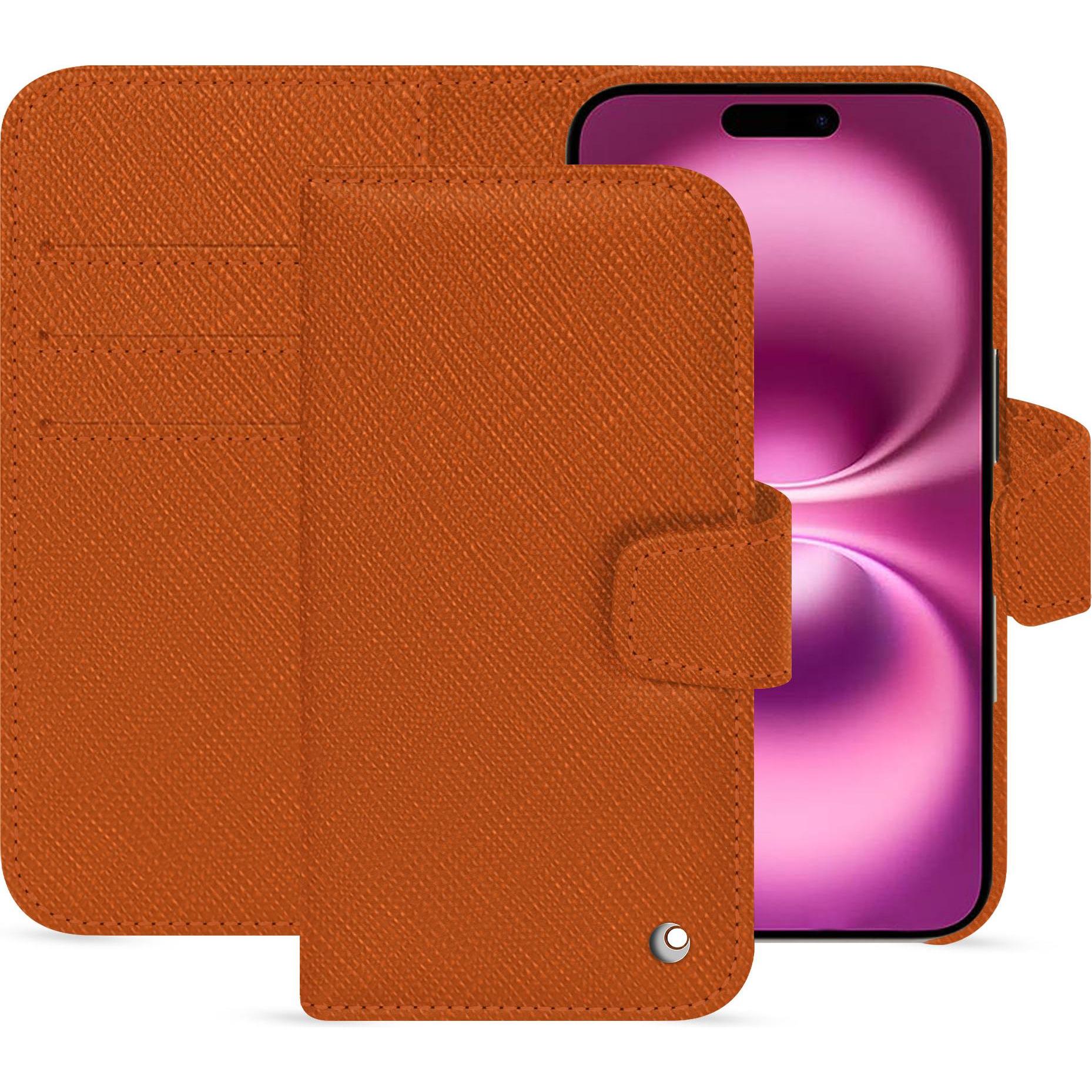 Noreve Lederschutzhülle Apple iPhone 16 Plus (Apple iPhone 16 Plus), Smartphone Hülle, Orange