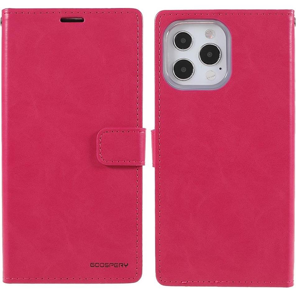 Mercury iPhone 13 Pro Max - Blue Moon Leder Etui Hülle Karten pink (Apple iPhone 13 Pro Max), Smartphone Hülle, Blau