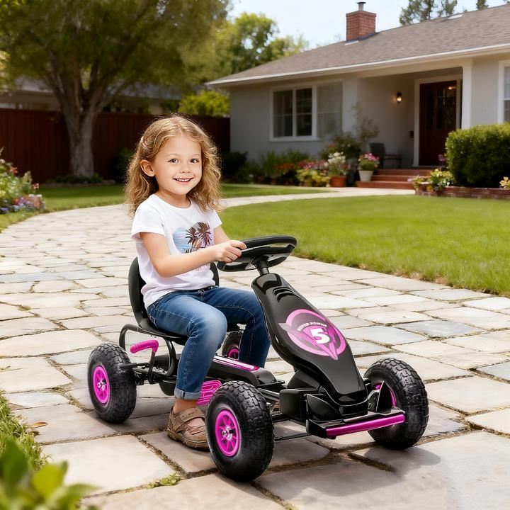 Actual product image Homcom Go Kart Kunststoff, Metall Rosa+Schwarz